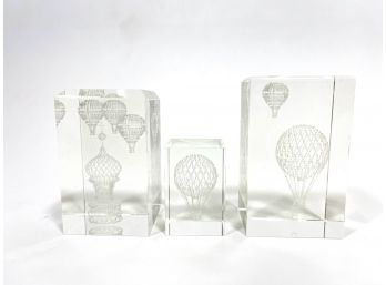 Hot Air Ballon Art Glass Blocks (3)