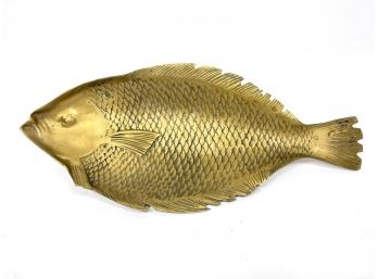 Vintage Mid-century Brass Fish Platter