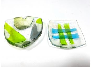 Small Iridescent Art Glass Dishes