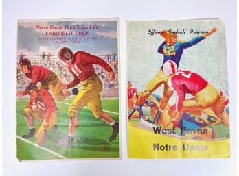 Vintage 1950s Highschool Football Programs - Notre Dame, Fairfield Prep & West Haven