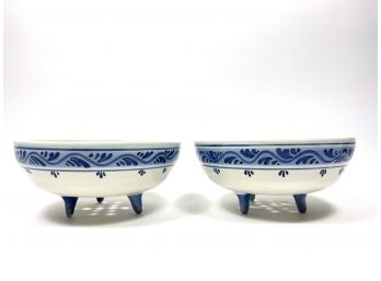 Pair Of Antique Delft Footed Dishes