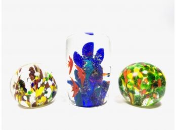 Blown Art Glass Sculptures (3)