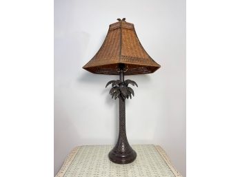 Palm Tree Wicker Table Lamp