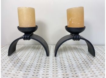 Pair Of Iron Candle Holders
