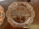 4 Pink Depression Glass Divided Grill Plates