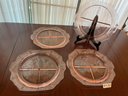 4 Pink Depression Glass Divided Grill Plates