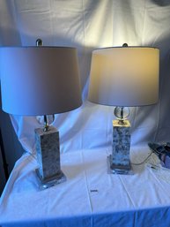 2 Marble Like Lamps. Working Condition.