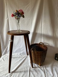 Small Table 19 X 12 Diameter And Small Basket