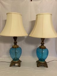 Beautiful Blue Glass Lamps