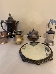 Silver Plate Vintage Pickle Castor And More Plated Items
