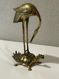 Brass Crane On Tortoise