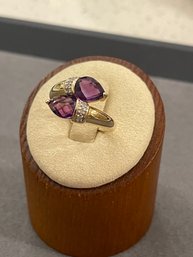 Beautiful 14k Gold And Amethyst Ring.