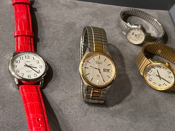 Seiko Watch, Two Timex And One Acqua Watch.