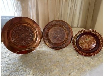 Decorative Wall Plates- Copper And Wood