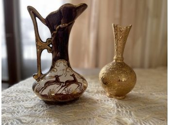 Decorative Vase And Pitcher Gold Accent