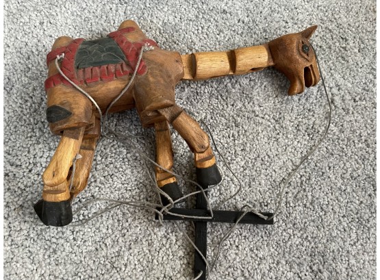Vintage Wood Camel And Man Hand Crafted Puppets