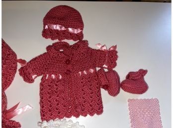 Crocheted Infant Coat And Matching Items