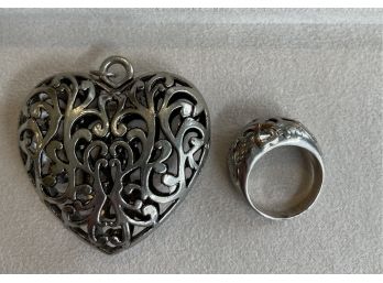 Heart Pendant And Ring Sz 10