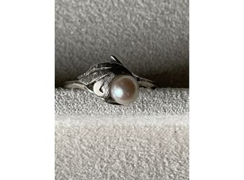 Pearl Ring 10k Sz 8
