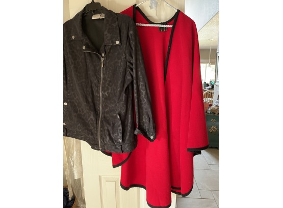 Chicos Jacket And Red Poncho
