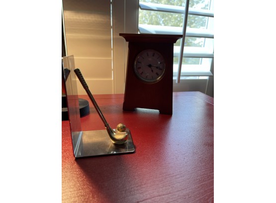 Golf Bookends And Clock