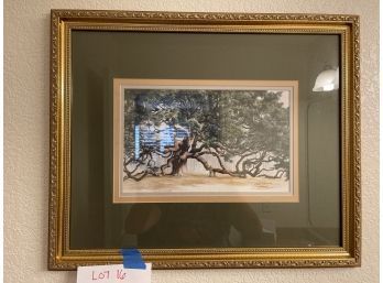 Green Matted Picture Of Tree
