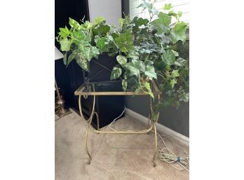Faux Plants And Plant Stand.