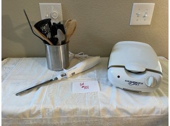 Health Zone Grill, Electric Knife And Canister Goods.
