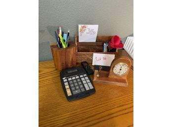 Office Accessories Lot With Wood Finishes