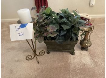 Faux Plant And Candle Decor