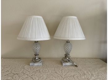Vintage White Glass Table Lamp Set
