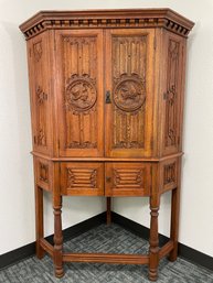 Antique Oak Corner Cabinet