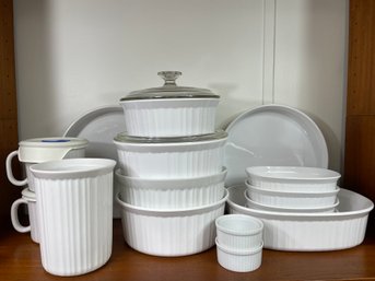 Large Lot Of White Corning Ware Bakeware