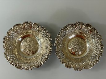 Pair Antique Sterling Silver Bowls