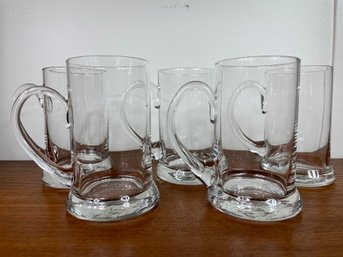 Set Of 5 Vintage Mid Century Glass Beer Stein/Mugs