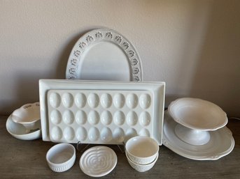 Lot Of White Serving Dishes