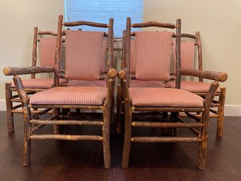 Set Of 6 Hickory Log Dining Chairs