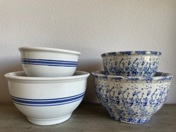 2 Sets Of Blue & White Mixing Bowls