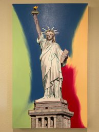 Steve Kaufman Statue Of Liberty Painting 29' X 48 1/2'