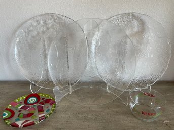 Lot Of Glass Holiday Serving Dishes