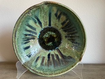 Glass Infused Pottery Bowl