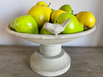 Decorative Metal Birdbath With Artificial Fruit