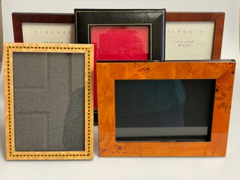 Lot Of Wood & Leather Picture Frames