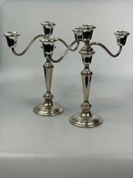Pair Of Vintage Towle 3 Light Sterling Silver Candle Holders