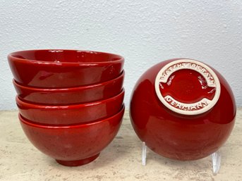 Set Of 5 Red Waechtersbach Cereal Bowls