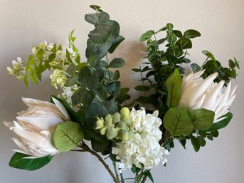 Lot Of White Silk Flowers & Greenery