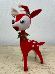 Vintage Red Velvet Reindeer Ornament