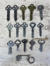 Lot Of Antique Stamped Flat Metal Keys