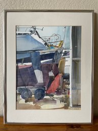 Original Watercolor By RH Schofield Boat In Dry Dock