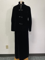 Vintage Black Velvet Ladies Skirt & Jacket